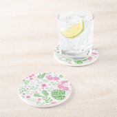 Blätter und Blume grün und rosa Getränkeuntersetzer (Seite)