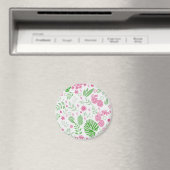 Blätter und Blume grün und rosa Magnet (In Situ (Geschirrspüler))