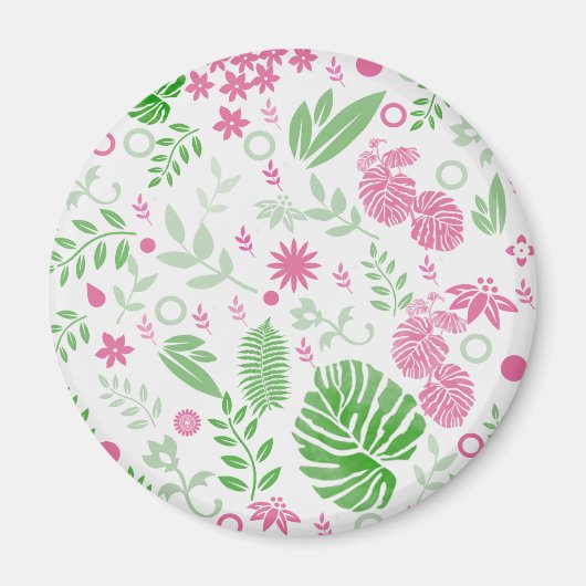Blätter und Blume grün und rosa Magnet (Vorne)