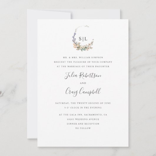 Blätter und Blume in Rot Einladung (Vorderseite)