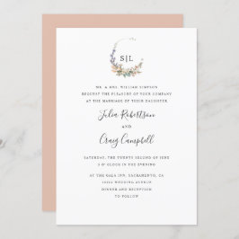 Blätter und Blume in Rot Einladung