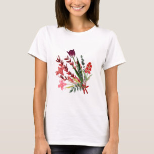 Blätter und Blumen Harmonie Print T-Shirt