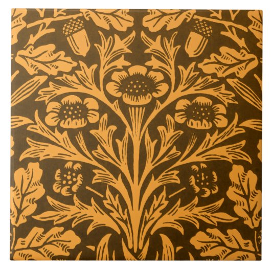 Blätter und Blumenmuster aus Eichen und Korallen Fliese (Vorderseite)