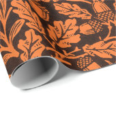 Blätter und Blumenmuster aus Eichen und Korallen Geschenkpapier (Rolleneckpunkt)