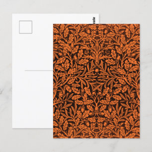 Blätter und Blumenmuster aus Eichen und Korallen Postkarte