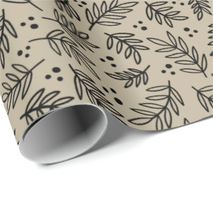 Blätter und Dots Modernes neutrales Schleifpapier Geschenkpapier