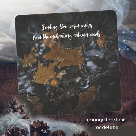 Blätter und Eichen aus Eiche in dunklen Gewässern Feiertagskarte