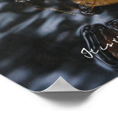 Blätter und Eichen aus Eiche in dunklen Gewässern Poster (Ecke)