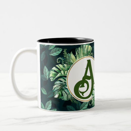 Blätter und erste personalisiert für Pflanze Liebh Zweifarbige Tasse (Links)