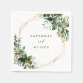 Blätter und Eukalyptus - Goldname 2 Serviette (Vorderseite)
