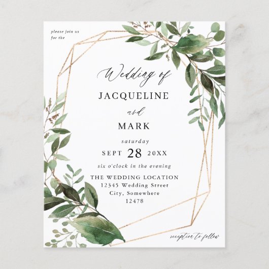 Blätter und Eukalyptus-Hochzeiten Flyer (Vorne)