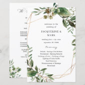 Blätter und Eukalyptus-Hochzeitsprogramm MEDIUM (Vorne/Hinten)