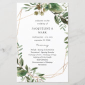Blätter und Eukalyptus-Hochzeitsprogramm MEDIUM (Vorderseite)