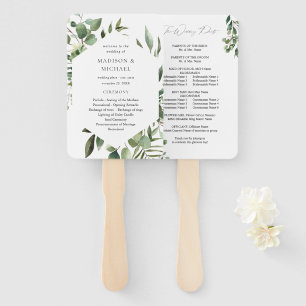Blätter und Eukalyptus Rustic Wedding Program Hand Fächer