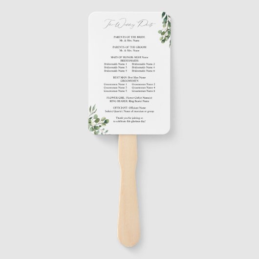 Blätter und Eukalyptus Rustic Wedding Program Hand Fächer (Rückseite)