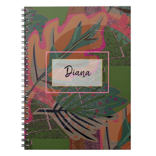 Blätter und geometrische Formen. Notebook Notizblock (Vorderseite)