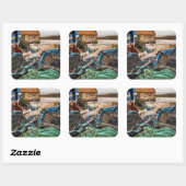 Blätter und Hummerstifte | Pittenweem, Schottland Quadratischer Aufkleber (Blatt)