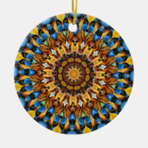 Blätter und Kieselsteine Mandala 02 Keramikornament