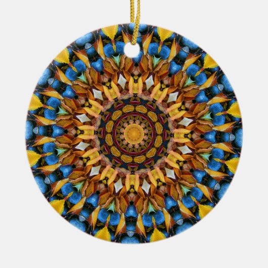Blätter und Kieselsteine Mandala 02 Keramikornament (Vorne)