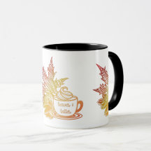 Blätter und Latten Fall Kaffeeproduktion Tasse