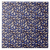 Blätter und marineblaue Muster Fliese (Vorderseite)