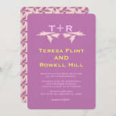 Blätter und Monogramm Einladung (Vorne/Hinten)