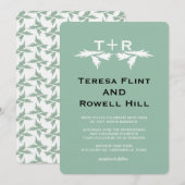Blätter und Monogramm Einladung (Vorne/Hinten)