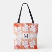 Blätter und Monogramm für korallenfarbene Aquarell Tasche (Rückseite)