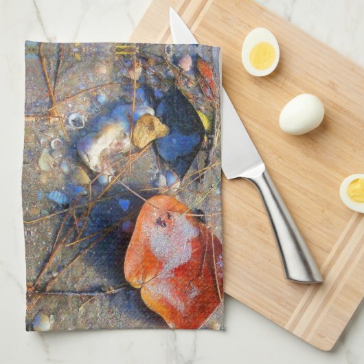 Blätter und Muscheln Muster II Geschirrtuch (Viertel Falte)