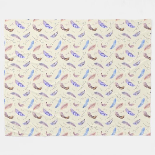 Blätter und Muster für Wasserfarben Fleecedecke (Vorderseite (Horizontal))