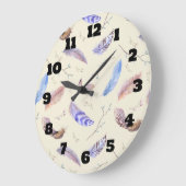 Blätter und Muster für Wasserfarben Große Wanduhr (Winkel)