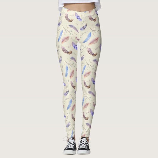 Blätter und Muster für Wasserfarben Leggings (Vorderseite)