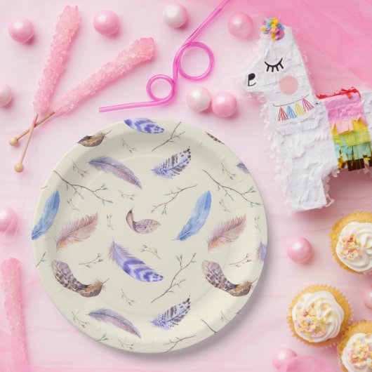 Blätter und Muster für Wasserfarben Pappteller (Party)