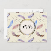 Blätter und Muster für Wasserfarbenfedern Postkarte (Vorne/Hinten)