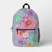 Blätter und Name für Aquarellblüten Bedruckter Rucksack (Vorderseite)