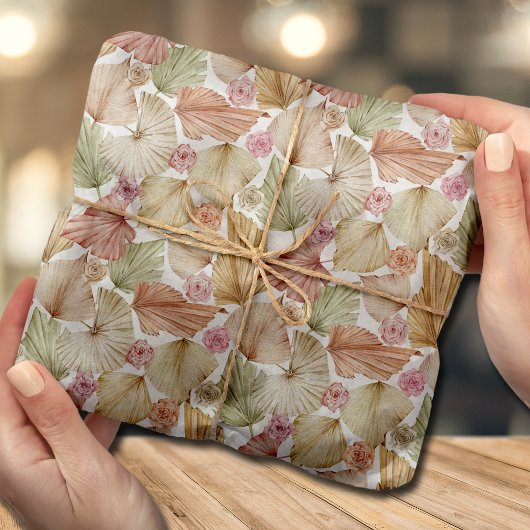 Blätter und Rose der Aquarellpalme Seidenpapier