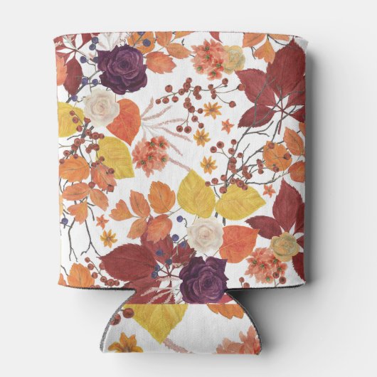 Blätter und Rose für die Wasserfarbe im Herbst Dosenkühler (Rückseite)