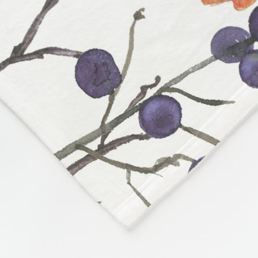 Blätter und Rose für die Wasserfarbe im Herbst Fleecedecke (Ecke)