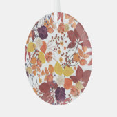 Blätter und Rose für die Wasserfarbe im Herbst Ornament Aus Glas (Vorderseite links)