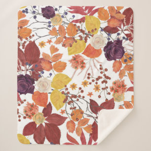 Blätter und Rose für die Wasserfarbe im Herbst Sherpadecke