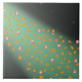 Blätter und Rose im Herbst grün Fliese (Vorderseite)