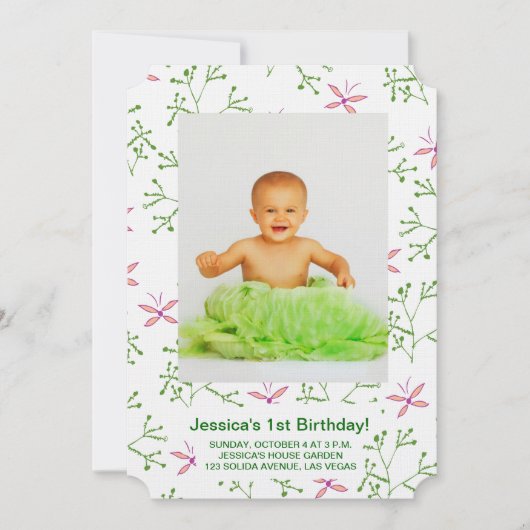 Blätter und Schmetterlinge Einladung (Vorderseite)