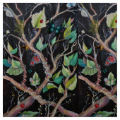 Blätter und Schmetterlinge, handgemalt Stoff (Nahaufnahme)