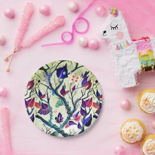 Blätter und Schmetterlinge Pappteller (Party)