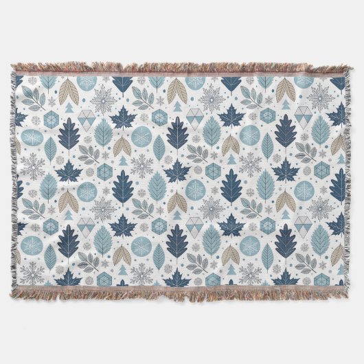 Blätter und Schneeformen im Winter Decke (Vorderseite)