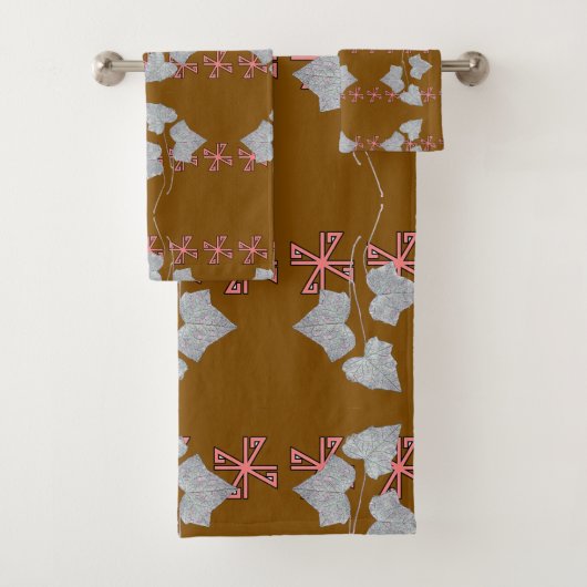 Blätter und Sternchen Braun  Badhandtuch Set (Insitu)
