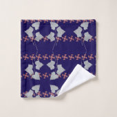 Blätter und Sternchen Navy Blau  Badhandtuch Set (Waschlappen)