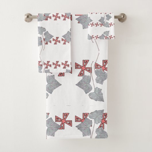 Blätter und Sternchen weiß Badhandtuch Set (Insitu)