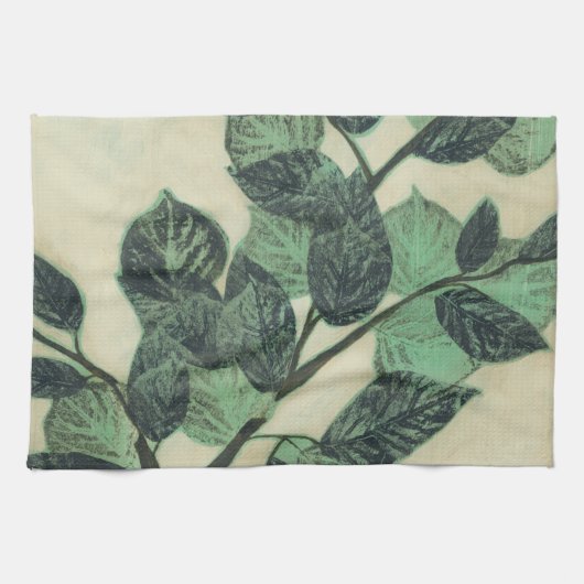 Blätter und Verzweigungen auf dem Hintergrund der Handtuch (Horizontal)