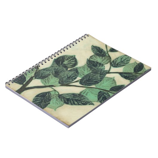 Blätter und Verzweigungen auf dem Hintergrund der Notizblock (Linke Seite)